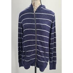 Market & Spruce Stitch Fix Navy & White Zip-Up Sweater Size Medium nautical Cozy